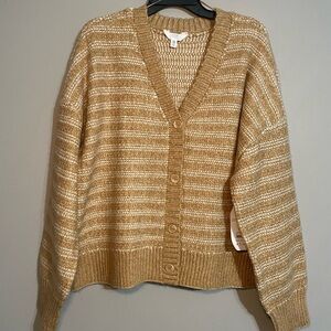 Time and Tru Tan Striped Cardigan XXL BNWT